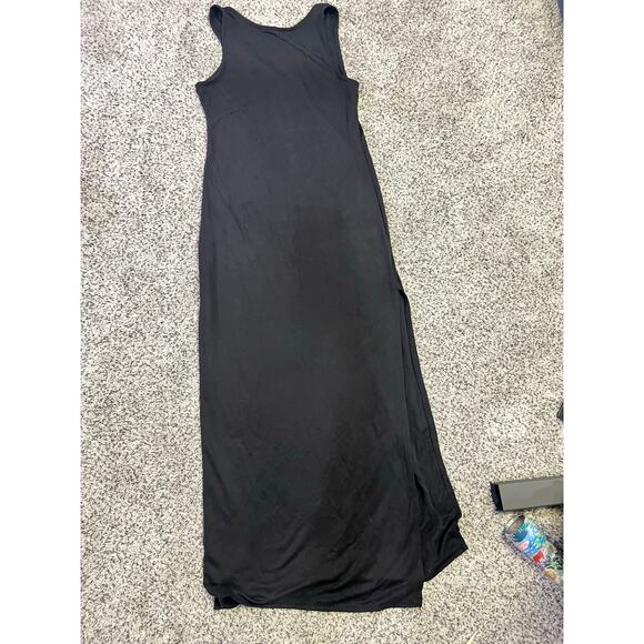 Open Edit Maxi Reversible Tank Dress, Women’s XS Black Modal, Side Slits Capsule - Picture 12 of 13